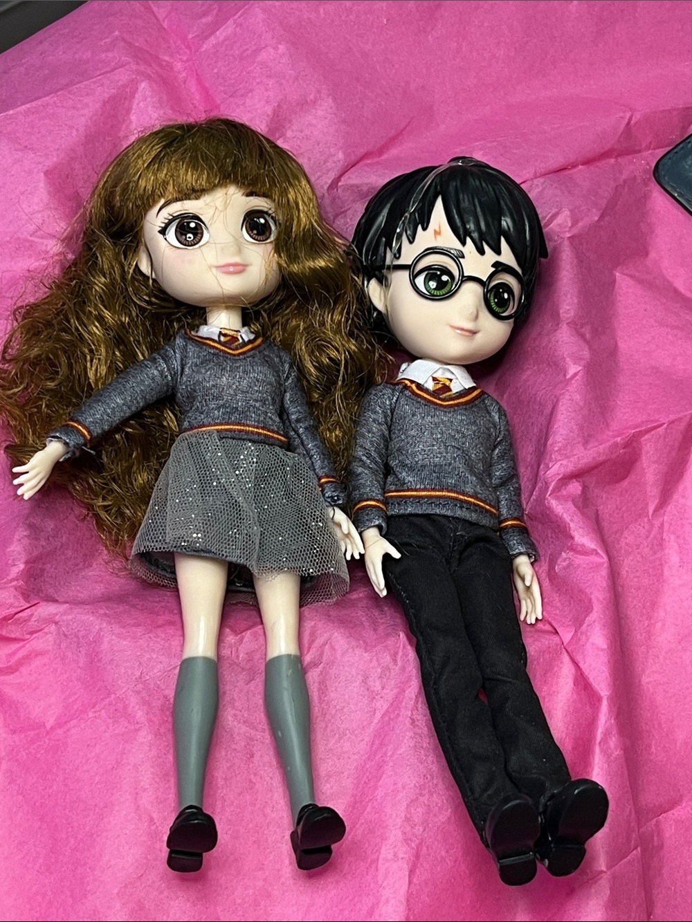 Gray School-Uniform Play Doll Set with Orange Trim - Pair